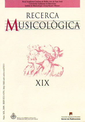 Recerca Musicològica. XIX