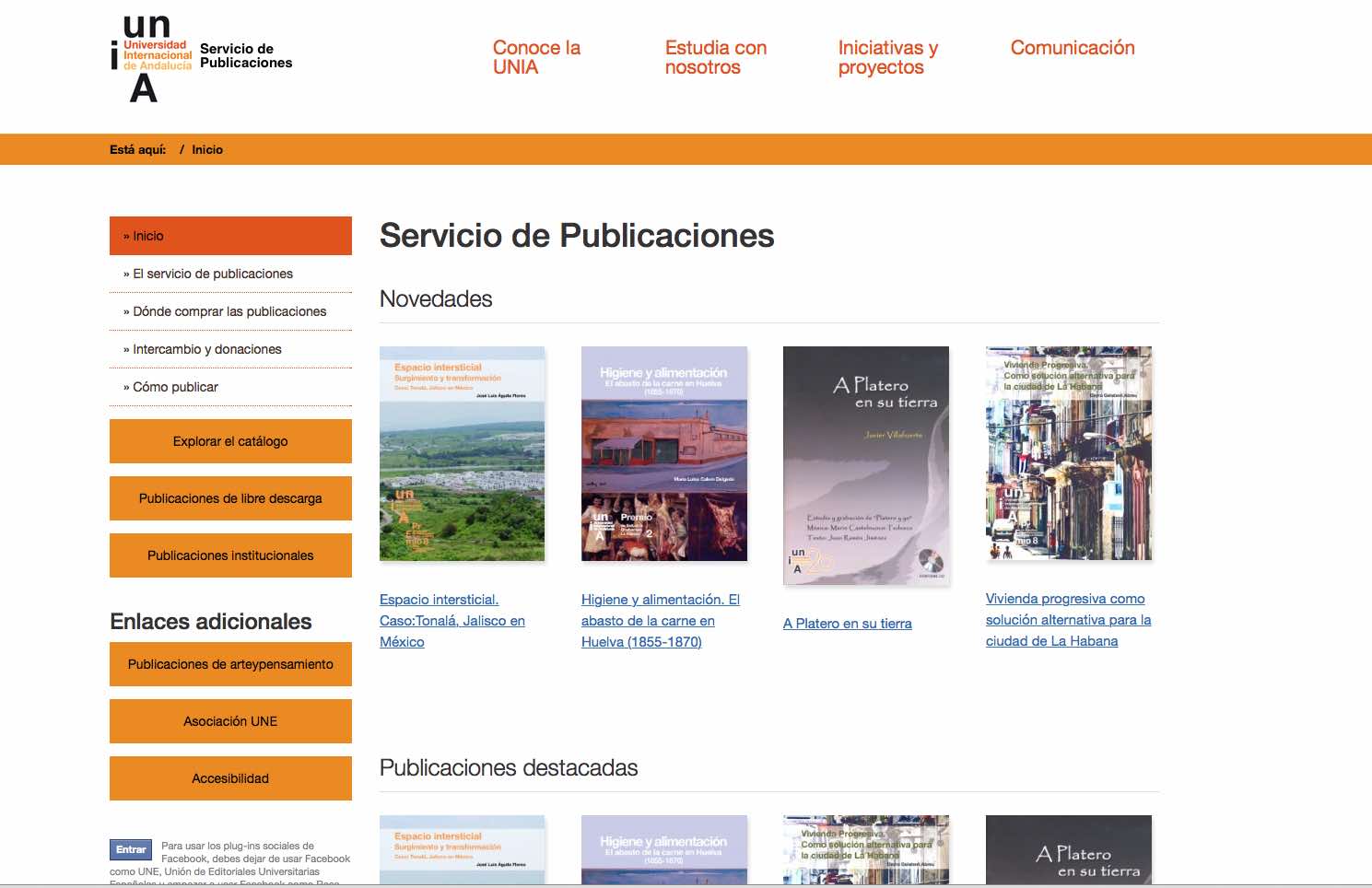 Publicaciones de la Universidad Internacional de Andalucía crea una nueva web