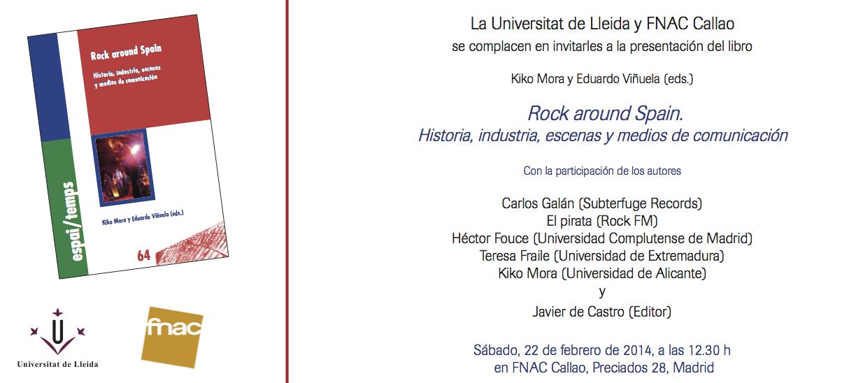 La Universitat de Lleida publica el libro "Rock around Spain. Historia, industria, escenas y medios de comunicación"