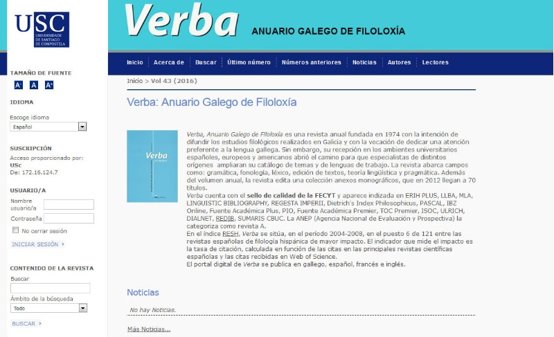 A revista Verba incorpórase ao prestixioso índice académico Scopus