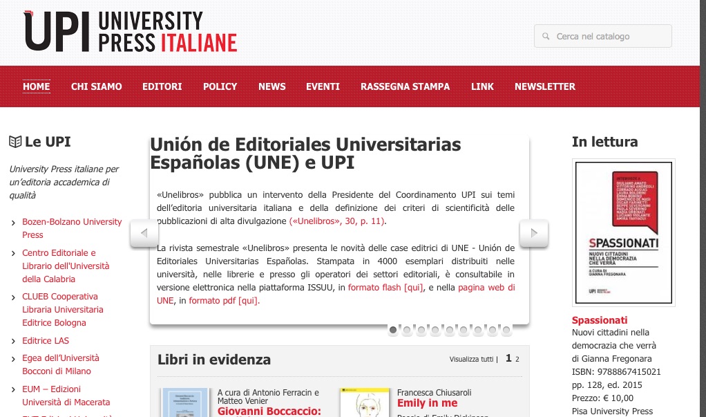 Unelibros, en la web de las editoriales universitarias italianas