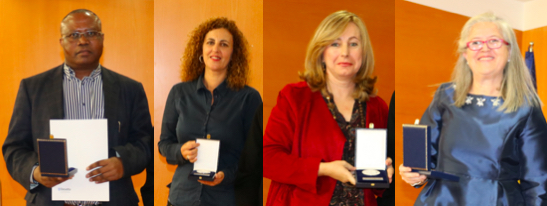 La UNE hace entrega de las Medallas de Socios de Honor a Javier Torres, Conrado Navalón, Ana Bocanegra y Aránzazu García Pizarro