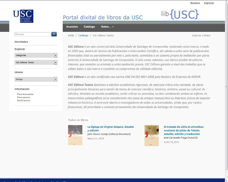 O selo USC Editora adapta con éxito a súa certificación de calidade ISO 9001 á nova versión da norma