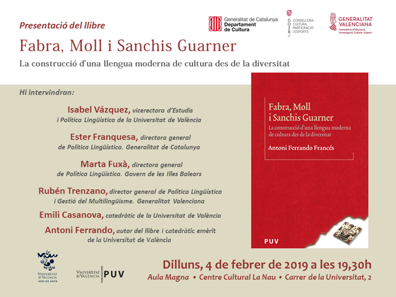 La Universitat de València publica "Fabra, Moll i Sanchis Guarner"