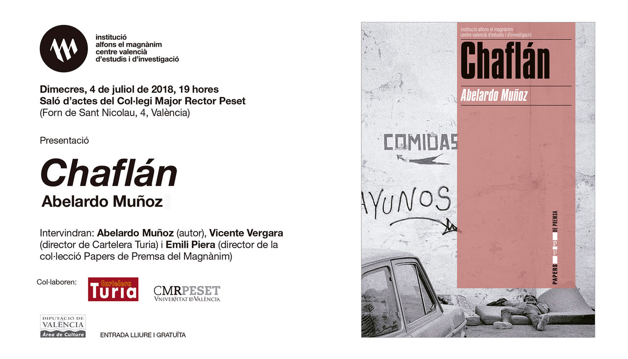 El Magnànim publica "Chaflán", de Abelardo Muñoz, historias urbanas de una València que desaparece