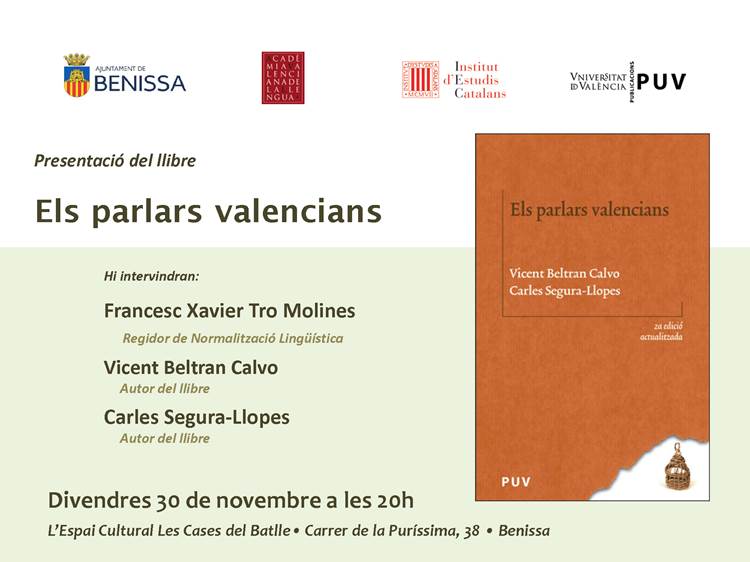 Publicaciones de la Universitat de València presenta en Benissa "Els parlars valencians"