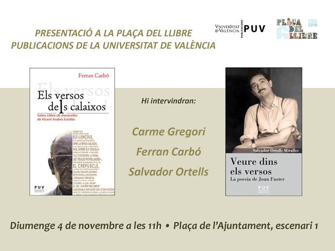 Próximas presentaciones de novedades editoriales de PUV