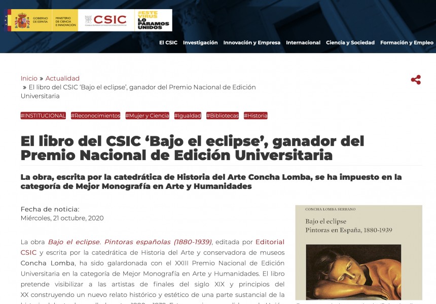 CSIC-ES. El libro del CSIC ‘Bajo el eclipse’, ganador del Premio Nacional de Edición Universitaria. CSIC