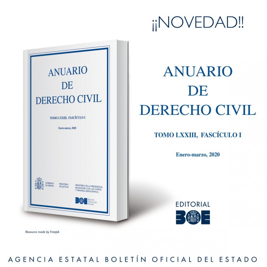 Novedad Editorial. Anuario de Derecho Civil. Tomo LXXIII, fascículo I