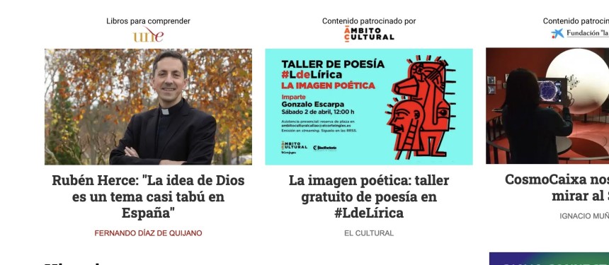 EL CULTURAL (EL ESPAÑOL-COM). Rubén Herce: "La idea de Dios es un tema casi tabú en España". Universidad de Navarra