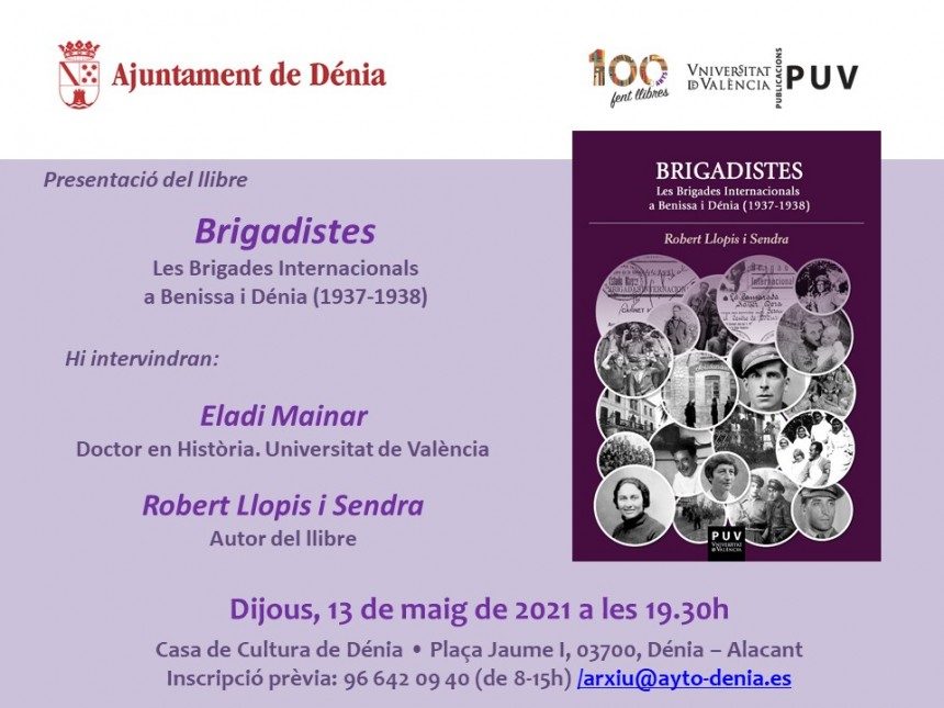 Presentación del libro "Brigadistes. Les Brigades internacionals a Benissa i Dénia. 1937-1938"