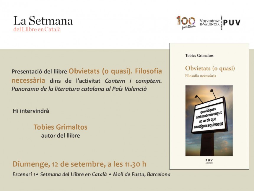 Presentación del libro "Obvietats (o quasi)" dentro de la Setmana del Llibre en Català