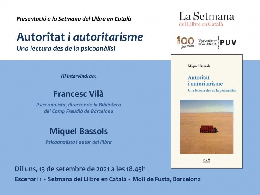 Presentación del libro "Autoritat i autoritarisme. Una lectura des de la psicoanàlisi" en la Setmana del Llibre en Català