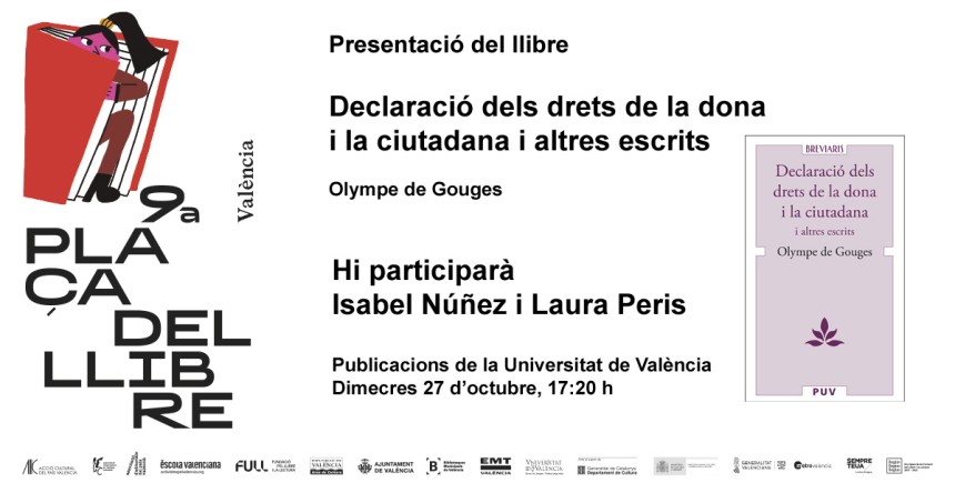 Presentación del libro "Declaració dels drets de la dona i la ciutadana" en la Plaça del llibre de Valencia