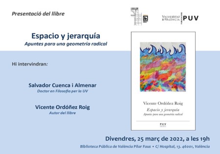 Presentación del libro “Espacio y jerarquía” en la Biblioteca Pública Pilar Faus - Universitat de València