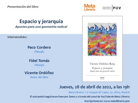 Presentación del libro "Espacio y jerarquía" en Meta Librería - Universitat de valència