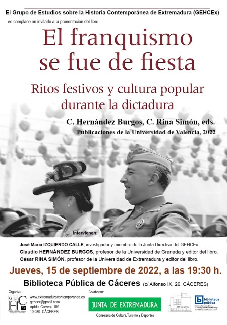 Presentación, en la Biblioteca Pública de Cáceres, del libro "El franquismo se fue de fiesta"