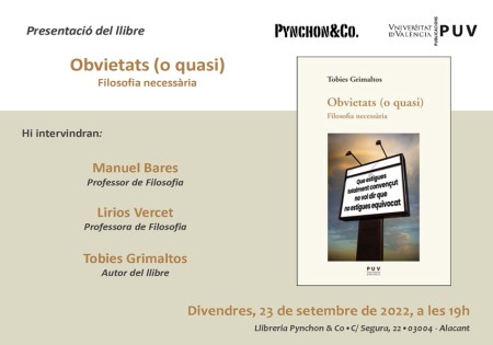 Presentación del libro “Obvietats (o quasi). Filosofia necessària” en Alicante