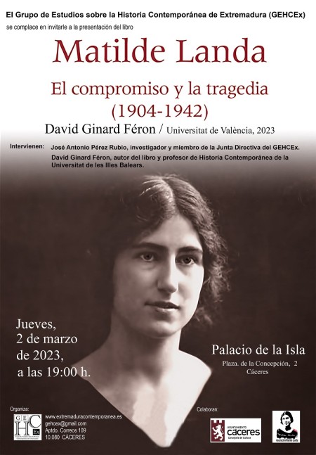Presentación del libro "Matilde Landa" en el Palacio de la Isla de Cáceres - Universitat de València