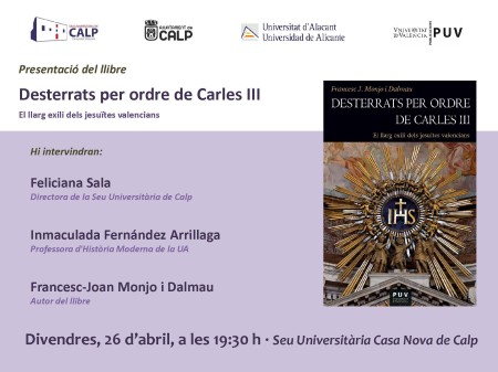 Presentación del libro "Desterrats per ordre de Carles III" en la Sede Universitaria Casa Nova de Calp - Universitat de València