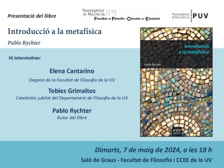 Presentación de “Introducció a la metafísica” en la Facultad de Filosofía de la UV - Universitat de València