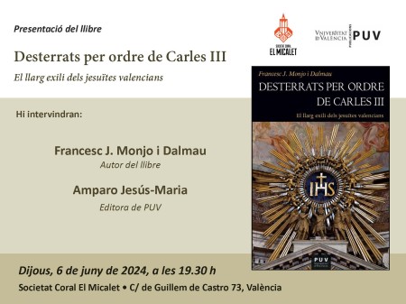 Presentación del libro "Desterrats per ordre de Carles III" en la Societat Coral El Micalet - Universitat de València