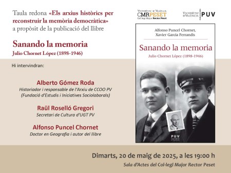 Mesa redonda "Els arxius històrics per reconstruir la memòria democràtica" en el Colegio Mayor Rector Peset de Valencia - Universitat de València