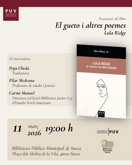 Presentación del libro "El gueto i altres poemes. Lola Ridge" en la Biblioteca Pública Municipal de Sueca - Universitat de València