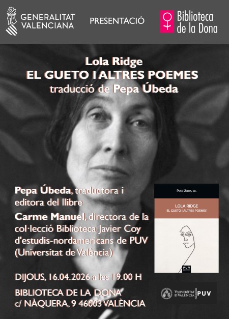 Presentación del libro "El gueto i altres poemes. Lola Ridge" a la Biblioteca de la Dona - Universitat de València