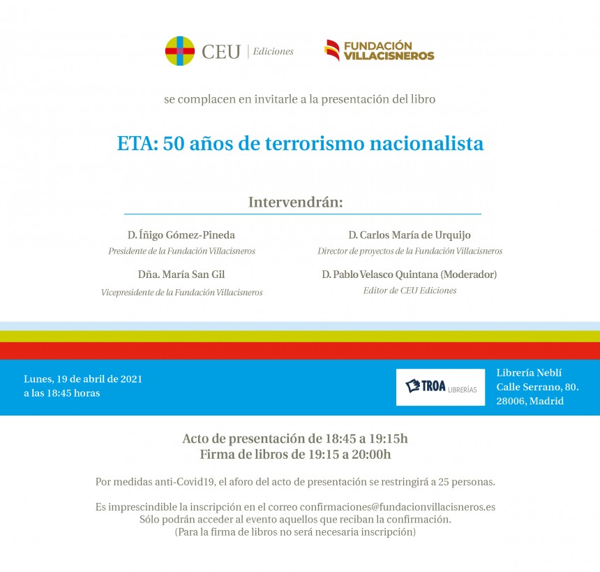 Presentación en librería Neblí | ETA: 50 años de terrorismo nacionalista.