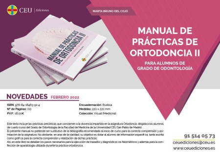 Novedad CEU Ediciones | Manual de prácticas de Ortodoncia II. Para alumnos de Grado de Odontología