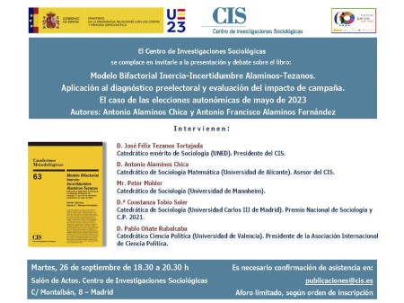 Presentación y debate sobre el libro de la Colección Cuadernos Metodológicos n.º 63 del CIS