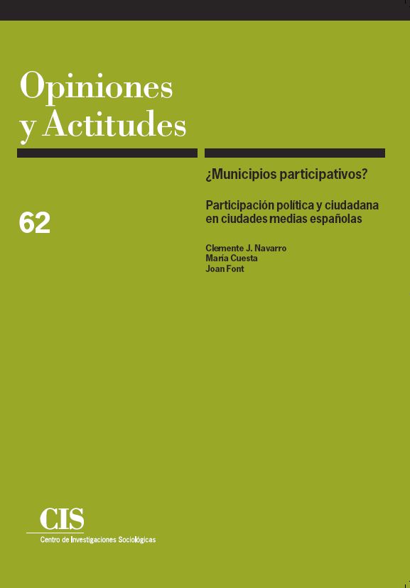 El CIS publica "¿Municipios participativos?: participación política y ciudadana en ciudades medias españolas"