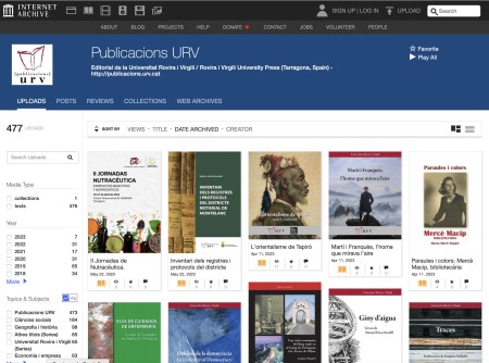 Publicacions URV participa en el repositorio internacional Internet Archive