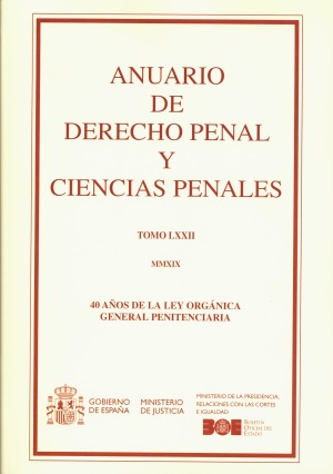 Novedad Editorial BOE. Anuario de Derecho Penal y Ciencias Penales. Tomo LXXII. 2019