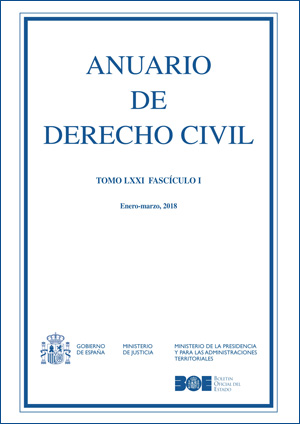 Editorial BOE. Anuario de Derecho Civil. Tomo LXXI. Fascículo I. 2018