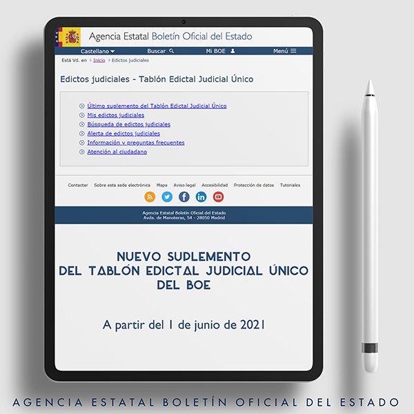 Nuevo suplemento del Tablón Edictal Judicial Único del BOE