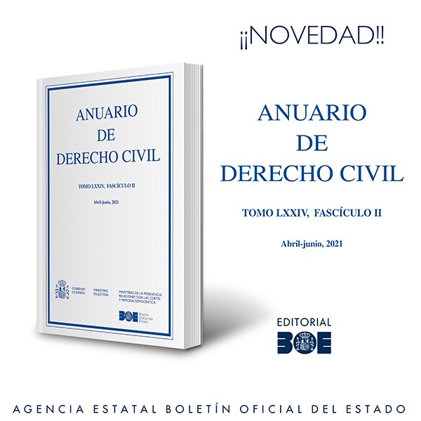 Novedad Editorial BOE. Anuario de Derecho Civil. Tomo LXXIV, fascículo II