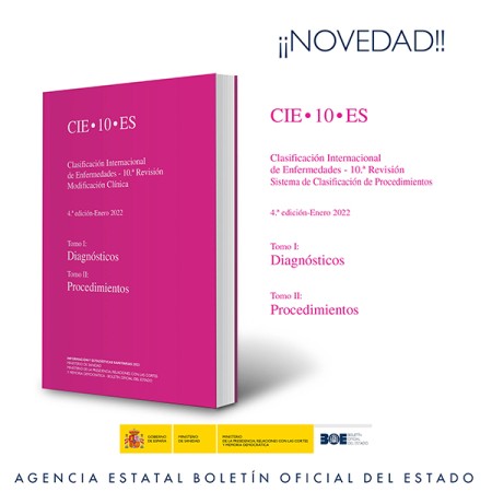 Novedad Editorial BOE. Clasificación internacional de enfermedades CIE-10, 4ª. Edición. Enero 2022 (dos tomos)