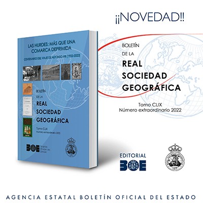 Novedad Editorial BOE. Boletín de la Real Sociedad Geográfica. Tomo CLIX. Número extraordinario 2022