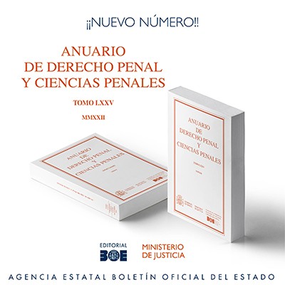 Novedad Editorial BOE. Anuario de Derecho Penal y Ciencias Penales 2022, Tomo LXXV