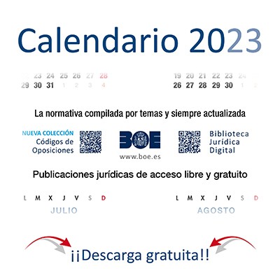 Calendario de la Editorial BOE para el año 2023