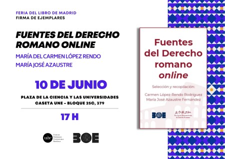 Feria del Libro de Madrid 2025. María del Carmen López-Rendo, Rodríguez María José Azaustre Fernández y Alfonso Murillo Villar,  firmaron publicaciones pertenecientes a la colección «Derecho Romano» del BOE