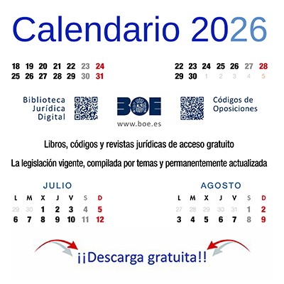 Calendario de la Editorial BOE para el año 2026