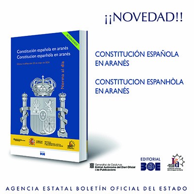 Novedad Editorial BOE. Constitución española en aranés.  Constitucion Espahòla en Aranés