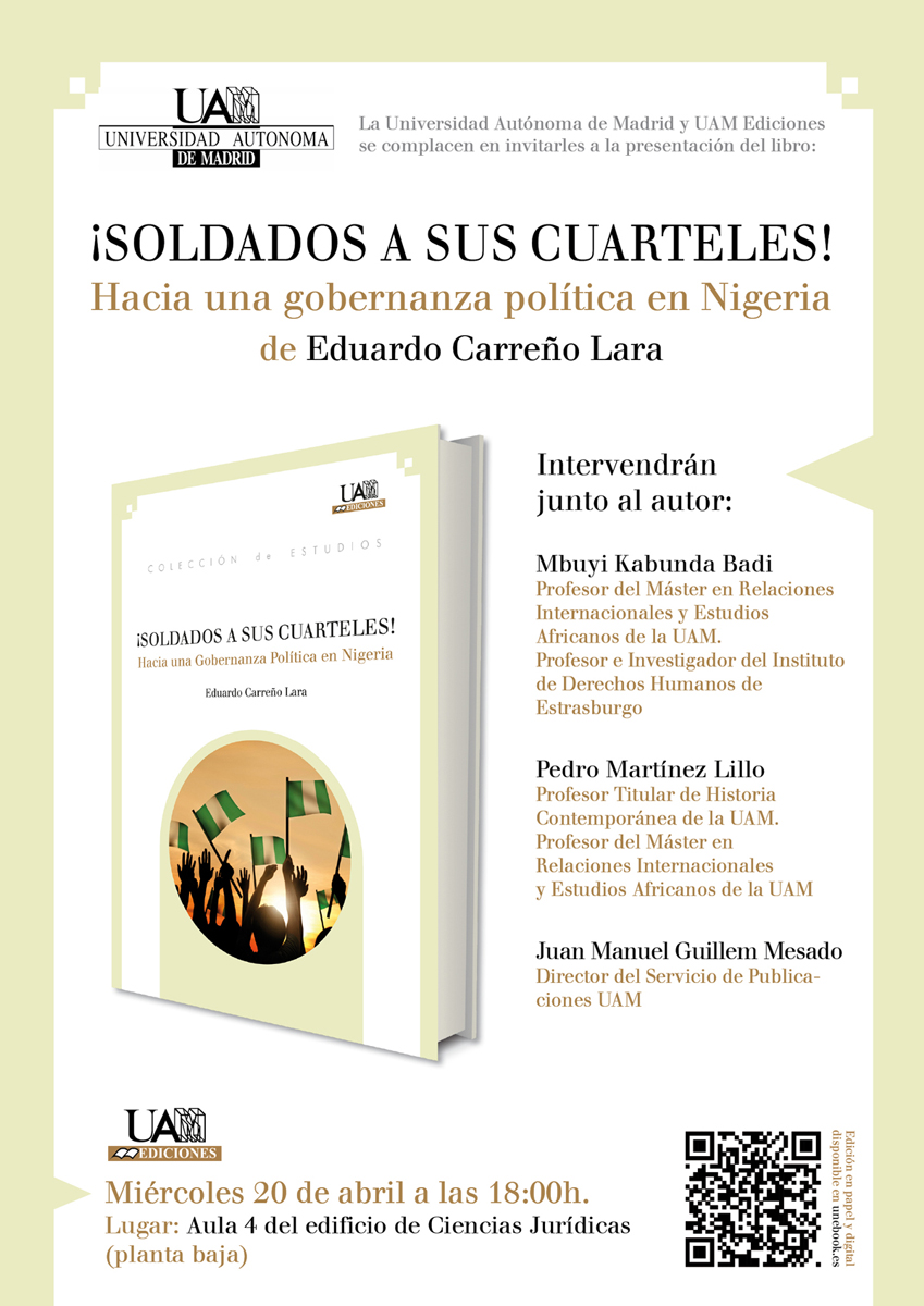 Presentación del libro "¡Soldados a sus cuarteles! Hacia una gobernanza política en Nigeria"