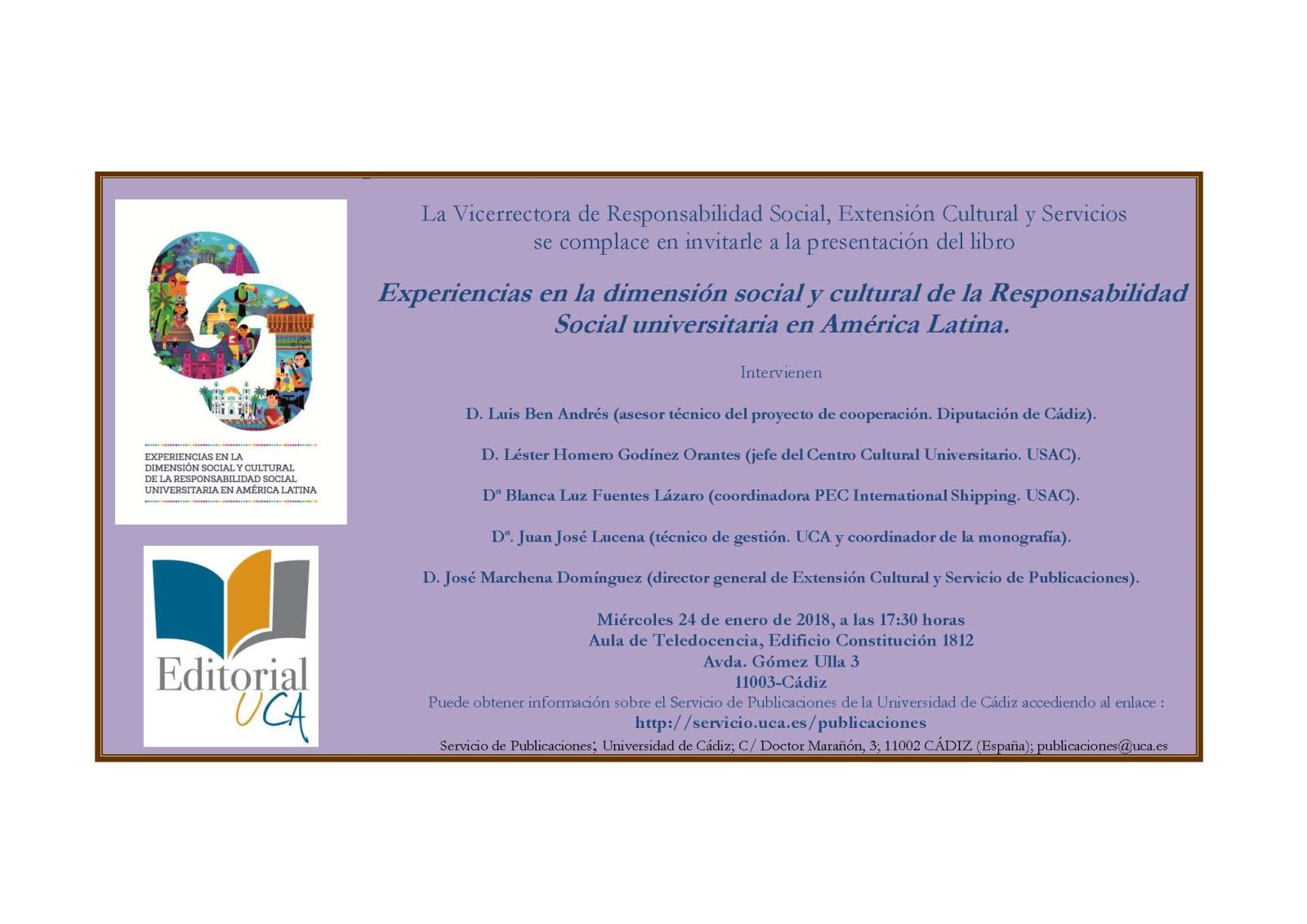 Editorial UCA presenta "Experiencias en la dimensión social y cultural de la Responsabilidad Social universitaria en América Latina"