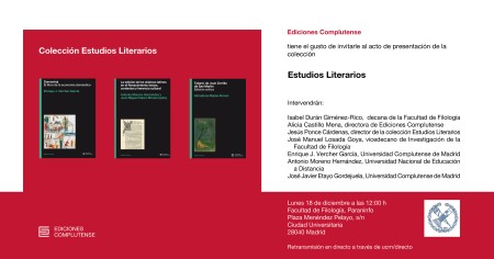 Presentación de la nueva colección de Ediciones Complutense: Estudios Literarios
