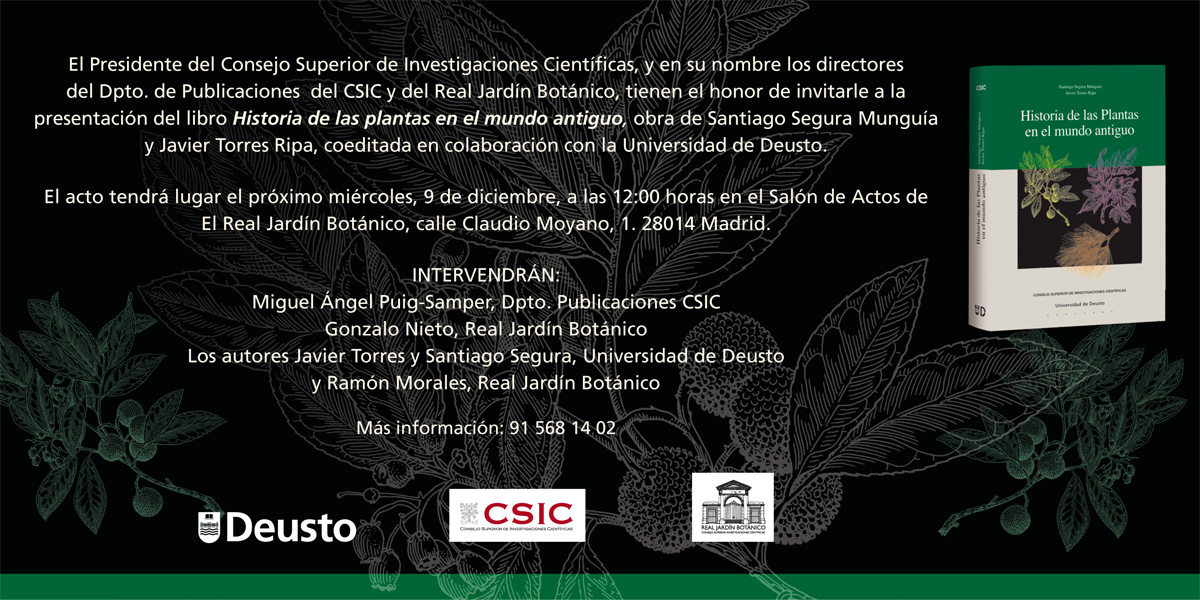 El CSIC presenta "Historia de las plantas en el mundo antiguo"