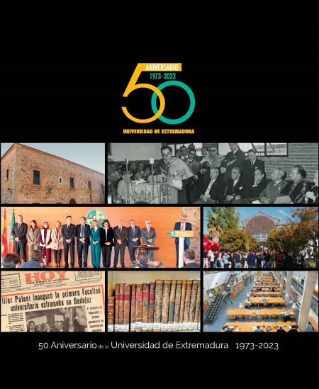 Presentación del libro “50 Aniversario de la Universidad de Extremadura 1973-2023”, un recorrido por la historia, el patrimonio arquitectónico, artístico y bibliográfico de la institución